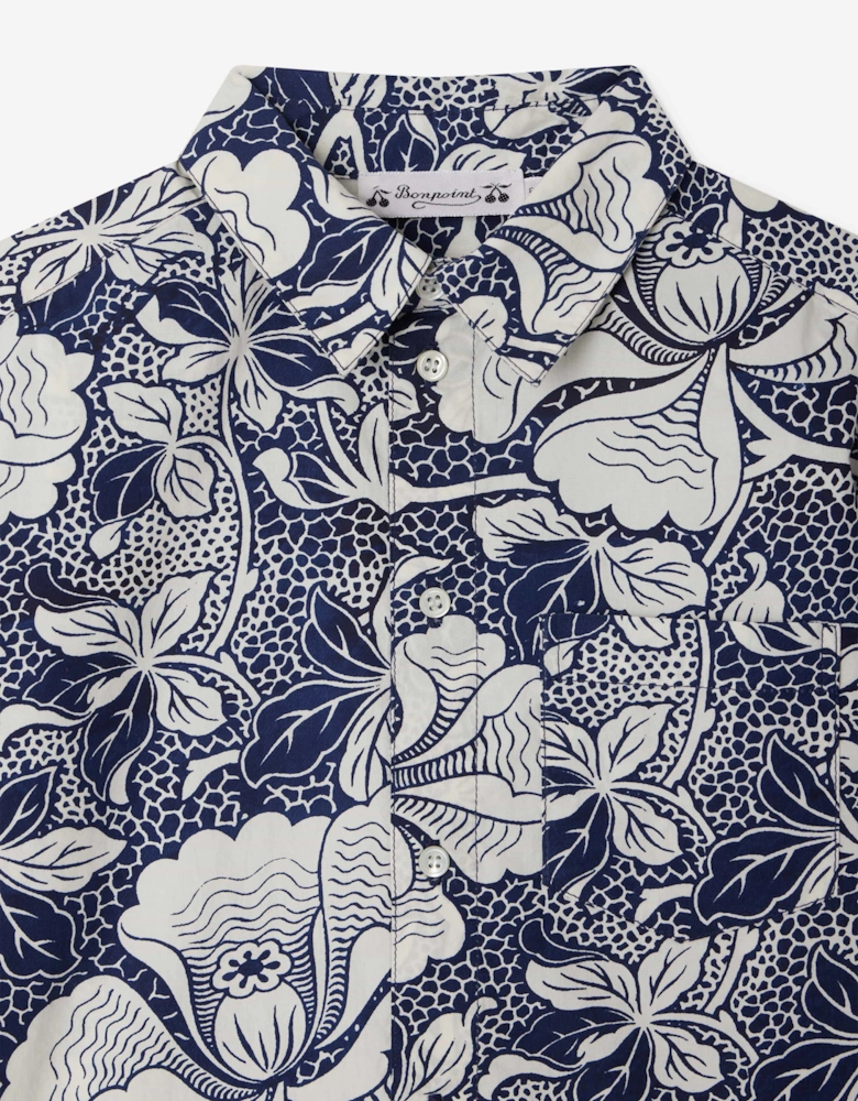 Boys Floral Erian Shirt in Blue
