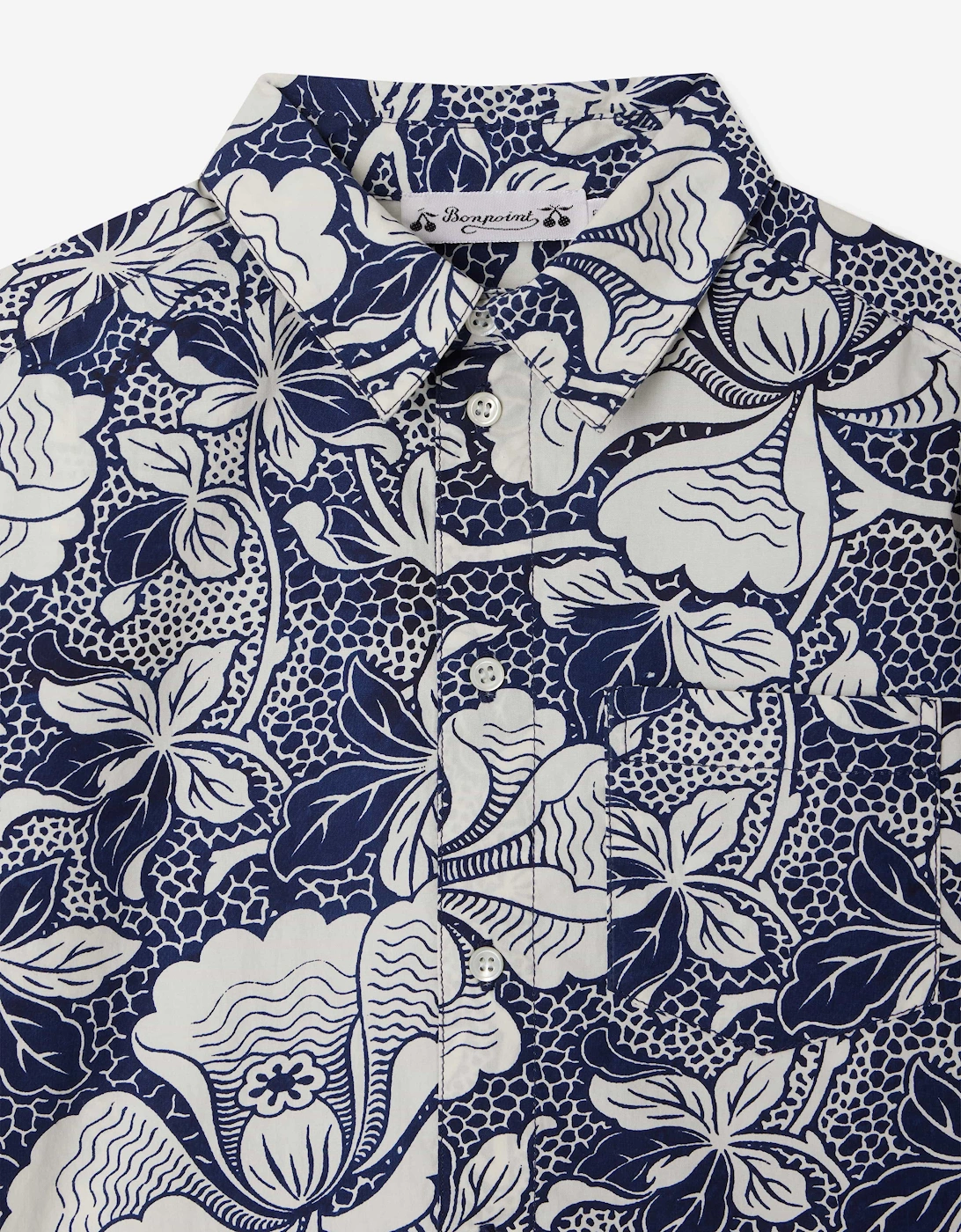 Boys Floral Erian Shirt in Blue