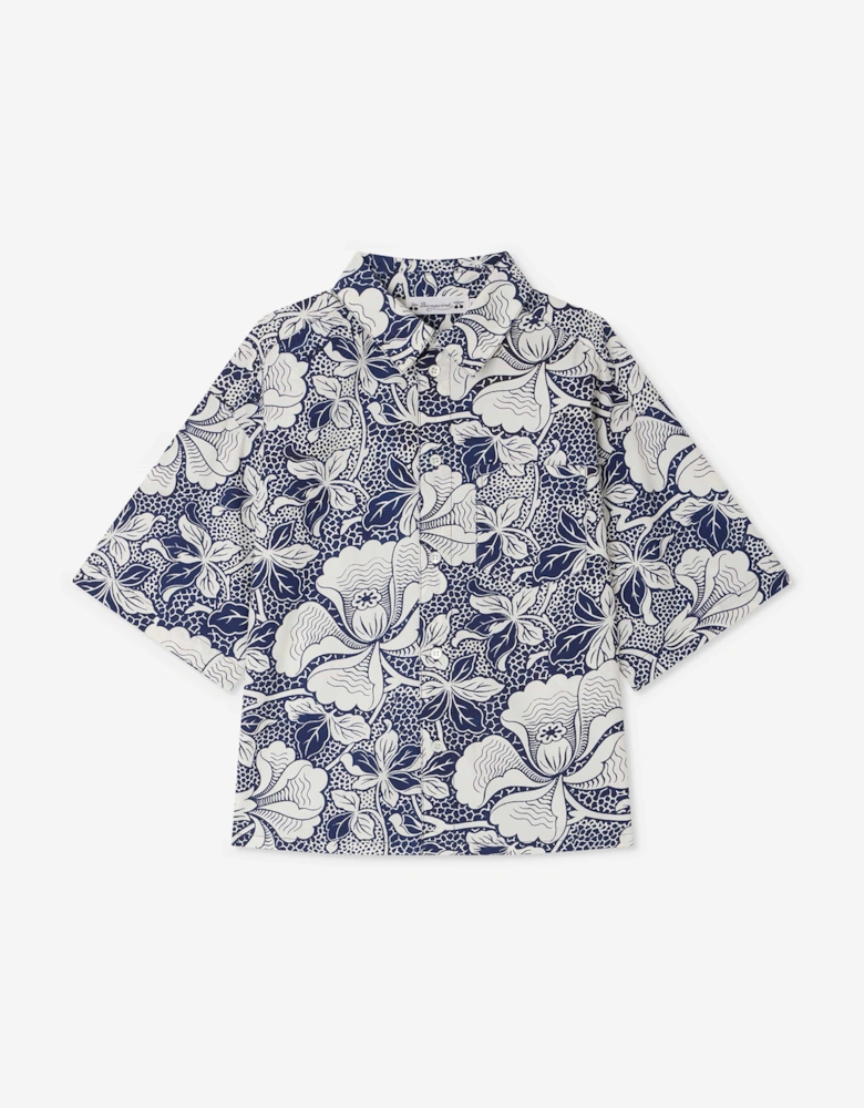 Boys Floral Erian Shirt in Blue