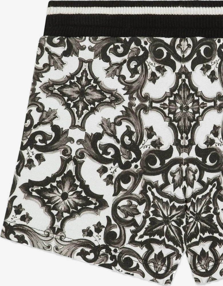 Baby Boys Majolica Print Shorts in Black