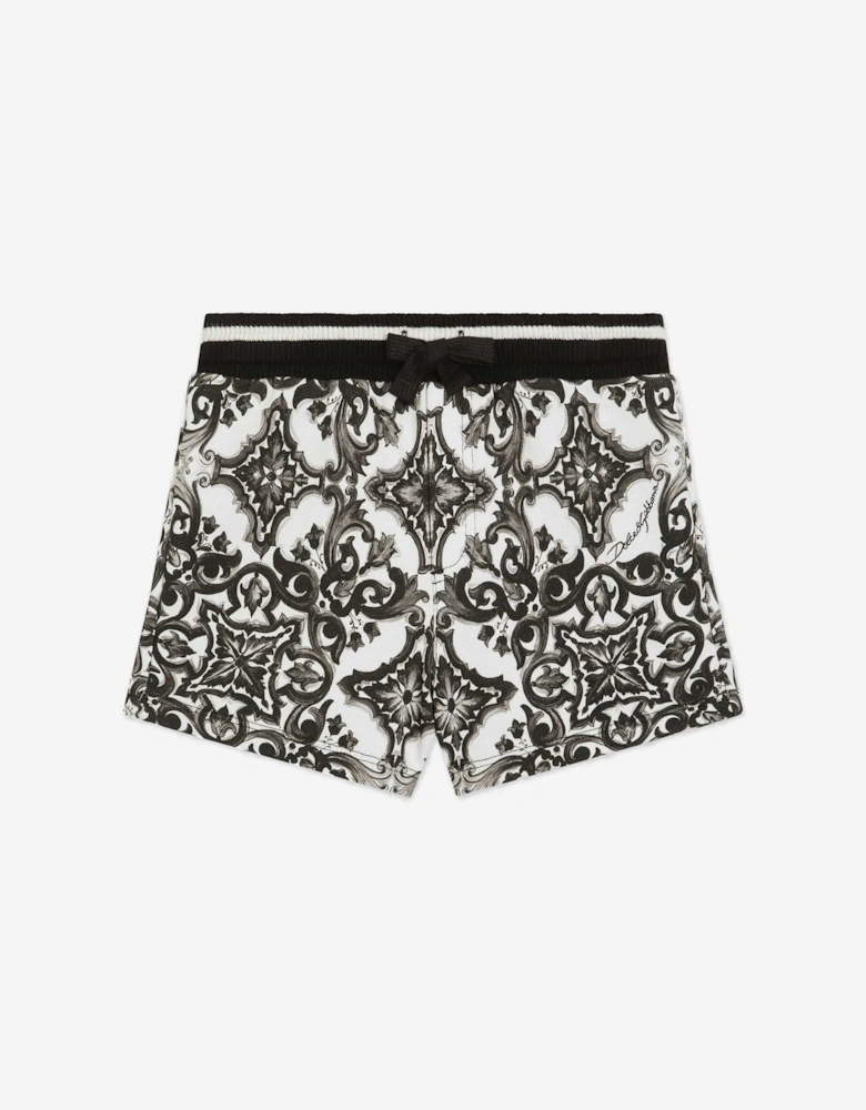 Baby Boys Majolica Print Shorts in Black
