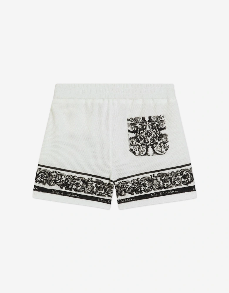 Baby Boys Majolica Print Shorts in White