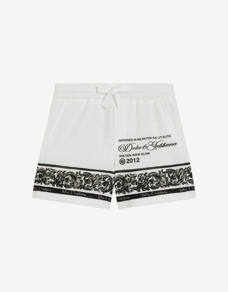 Baby Boys Majolica Print Shorts in White