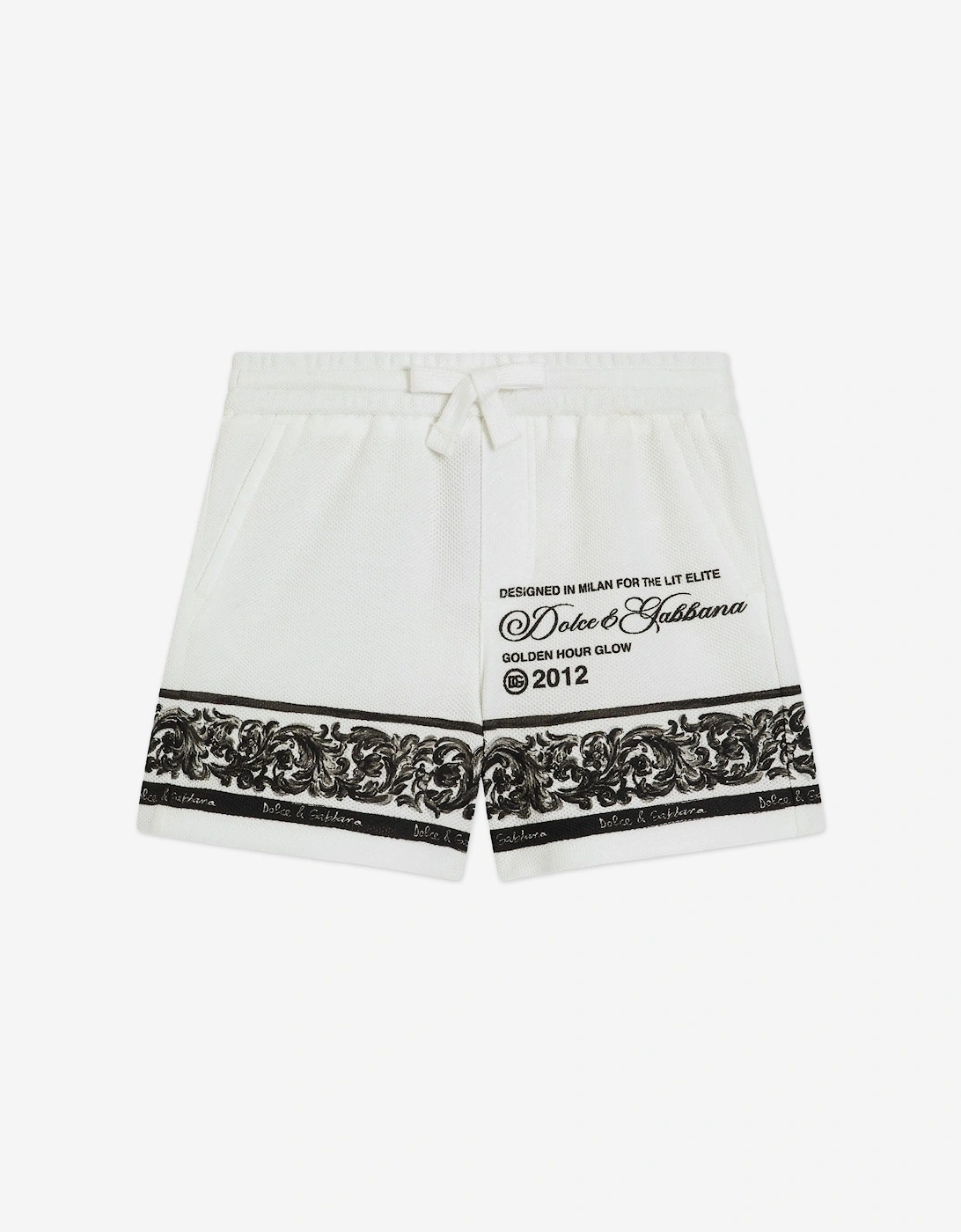 Baby Boys Majolica Print Shorts in White, 5 of 4