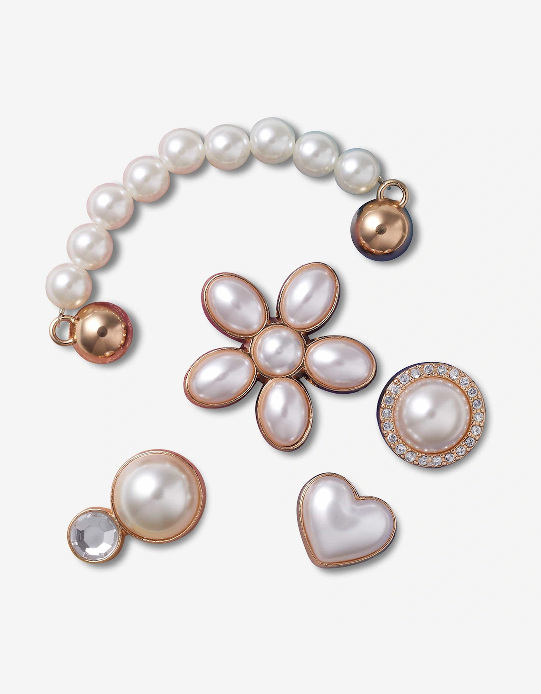 Girls Dainty Pearl Jewellery Jibbitz™ 5 Pack in Multicolour, 5 of 4