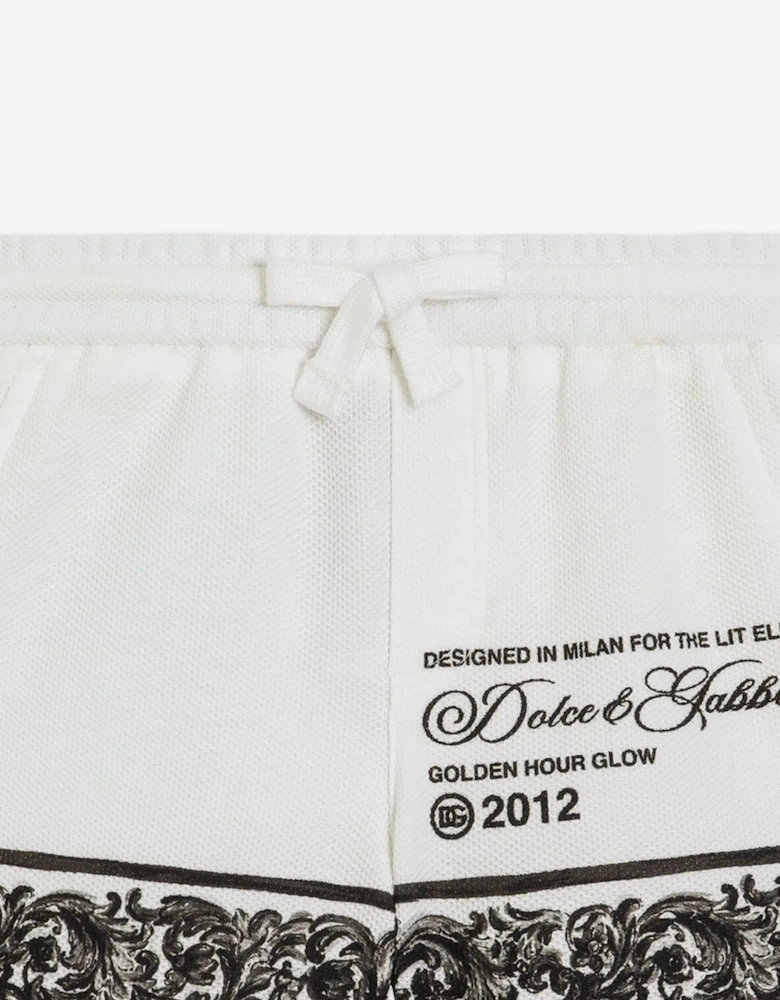 Baby Boys Majolica Print Shorts in White