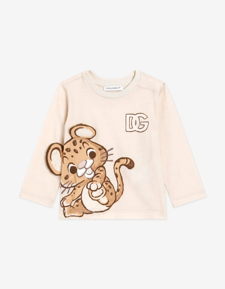 Baby Boys Leopard Long Sleeve T-Shirt in Beige