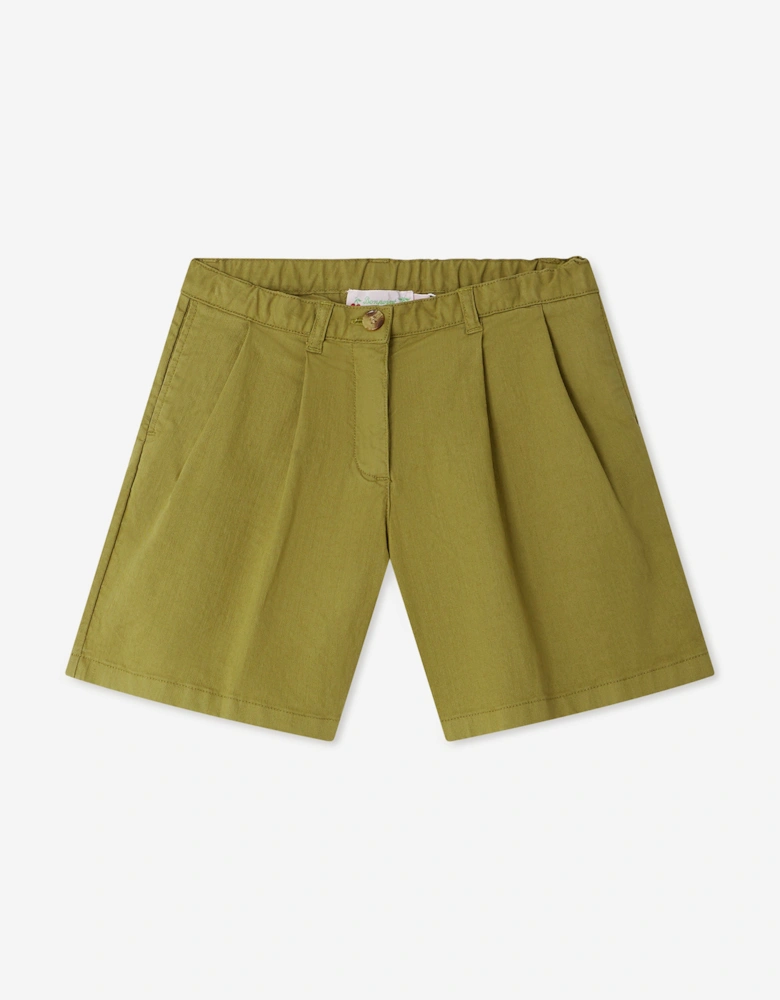 Girls Cotton Shorts in Green