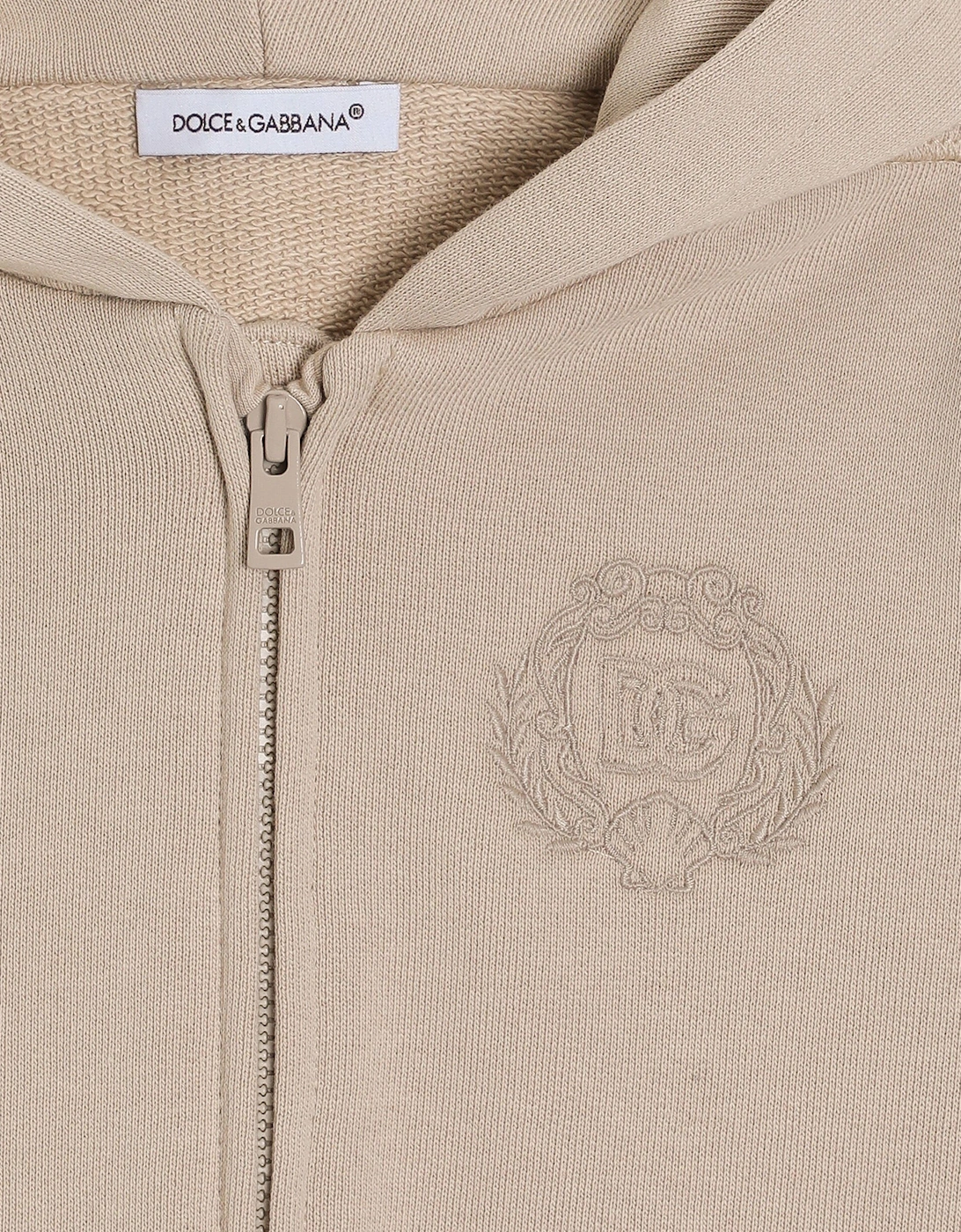 Baby Boys Logo Zip Up Top in Beige