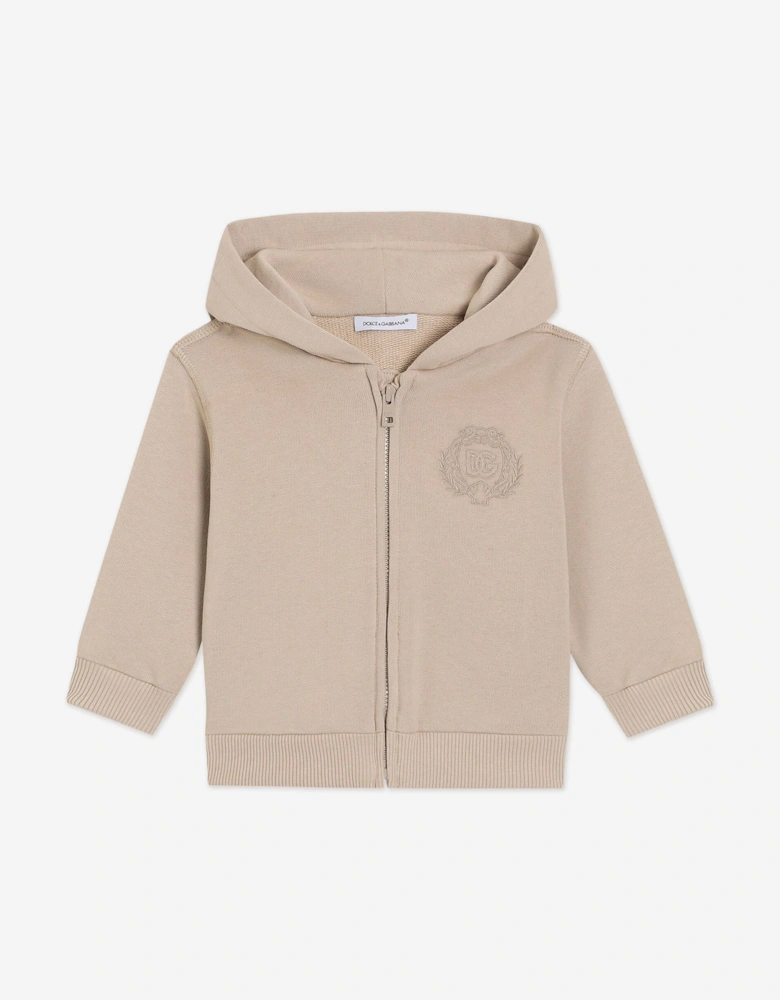 Baby Boys Logo Zip Up Top in Beige