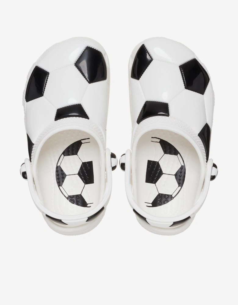 Kids Classic Soccer Ball Clog in White