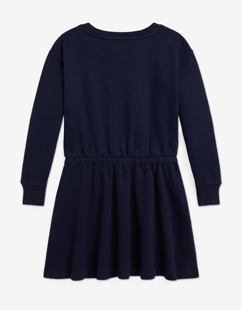 Girls Polo Bear Sweater Dress in Navy