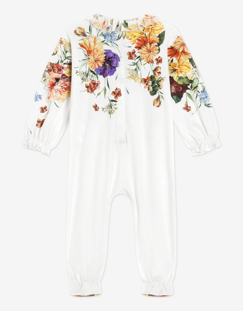 Baby Girls Floral Babygrow Set in White