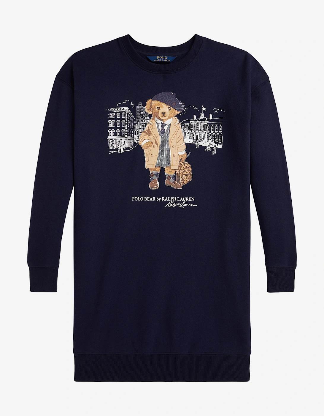 Girls Polo Bear Sweater Dress in Navy, 5 of 4
