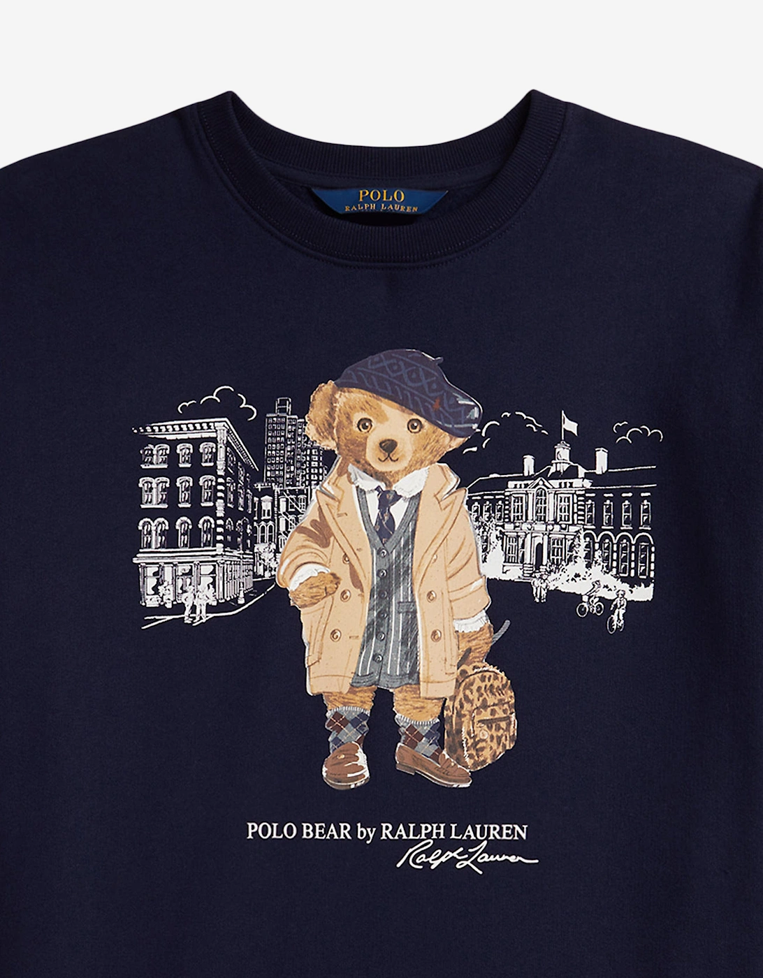 Girls Polo Bear Sweater Dress in Navy