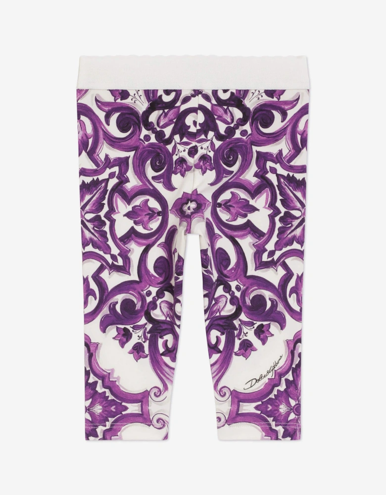 Baby Girls Majolica Print Leggings in Purple