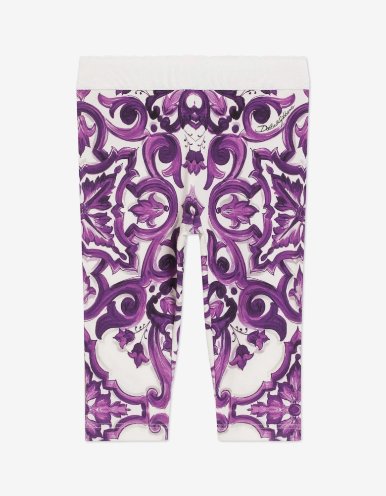 Baby Girls Majolica Print Leggings in Purple