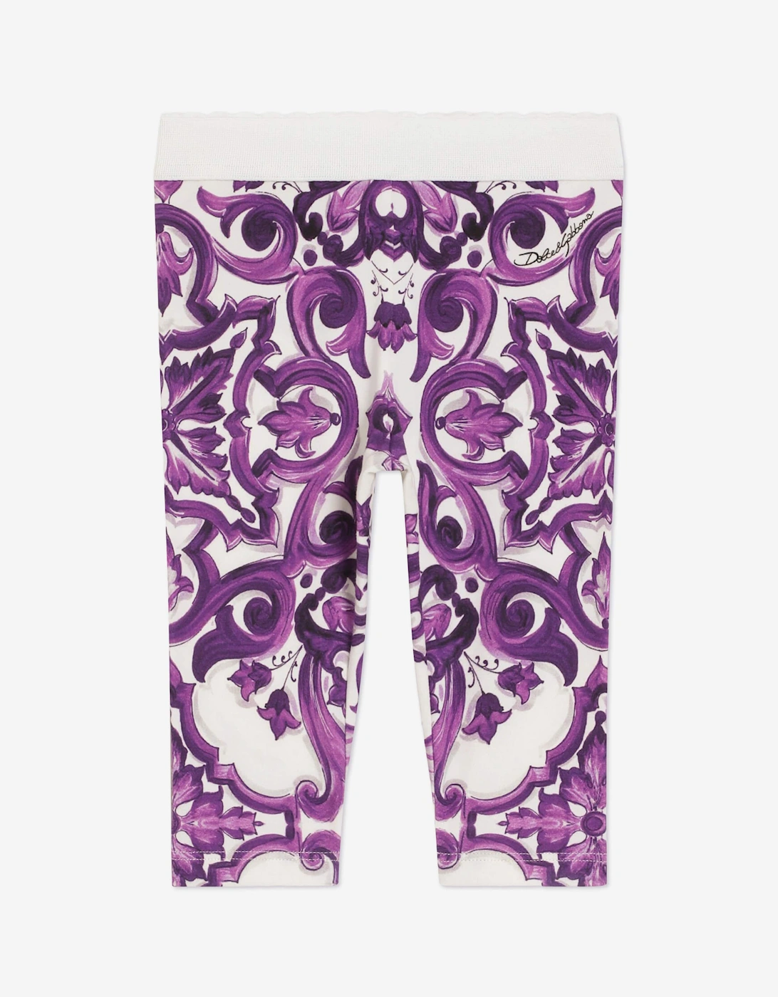 Baby Girls Majolica Print Leggings in Purple, 5 of 4