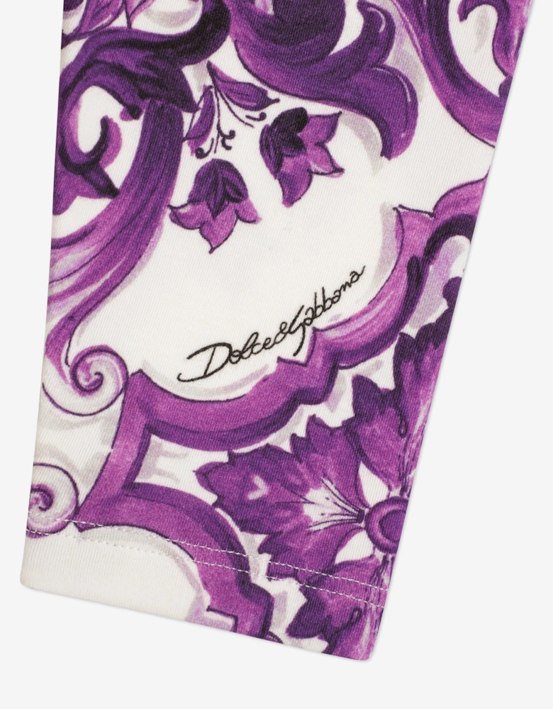 Baby Girls Majolica Print Leggings in Purple