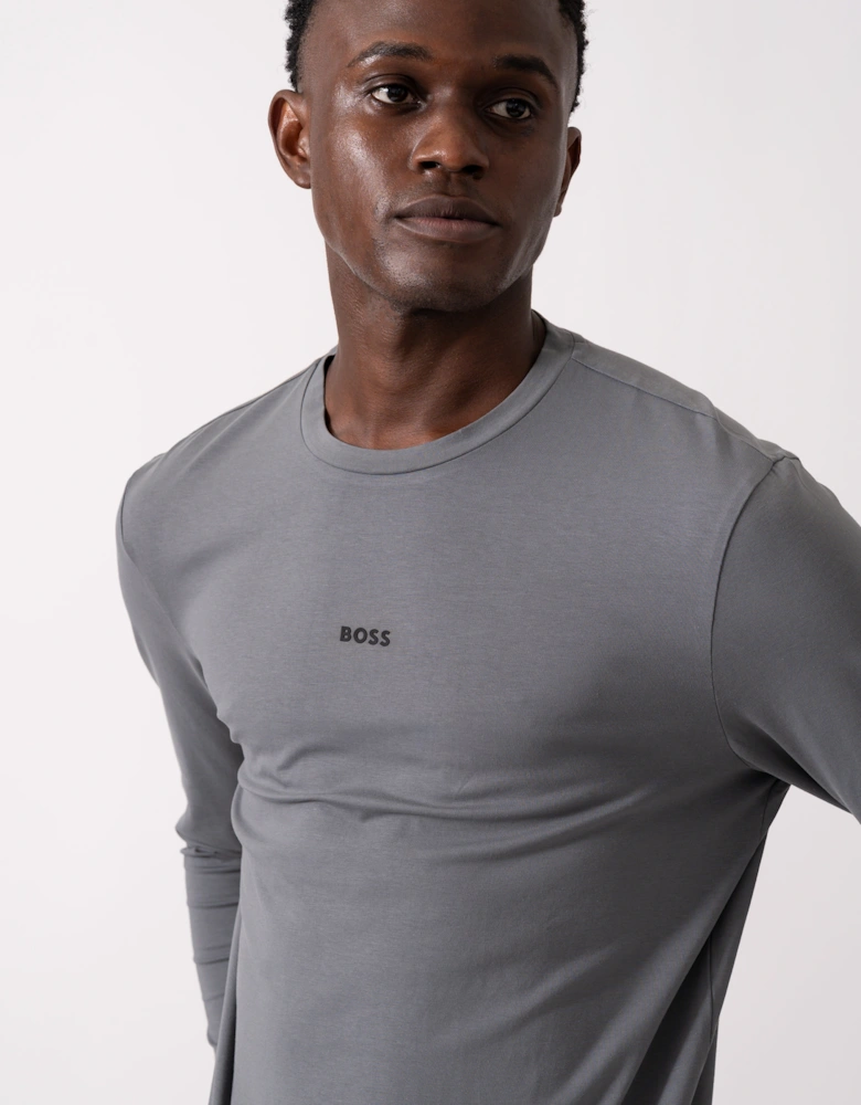 BOSS Orange Tchark Mens Long Sleeve Stretch Cotton T-Shirt - Open Grey 062