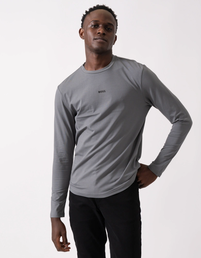 BOSS Orange Tchark Mens Long Sleeve Stretch Cotton T-Shirt - Open Grey 062