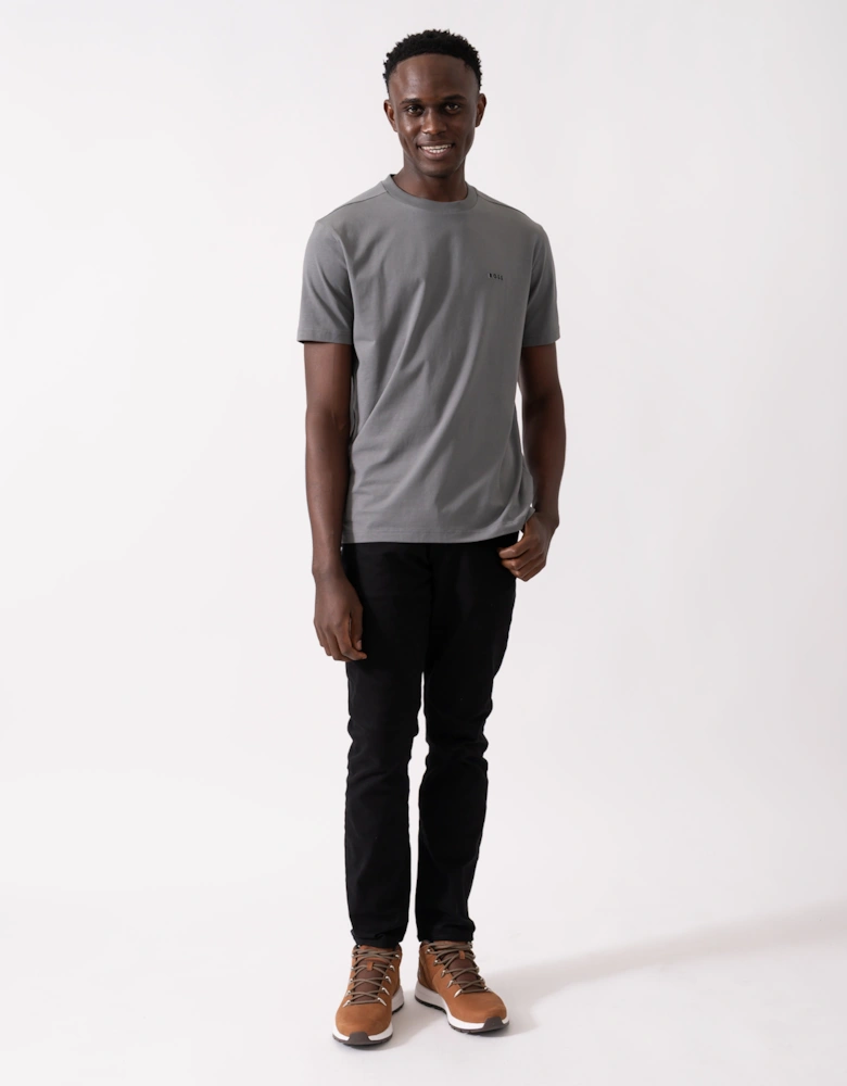 BOSS Green Tee Mens Stretch Cotton T-Shirt with Contrast Logo - Medium Grey 036