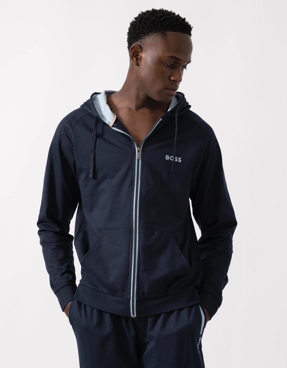 BOSS Orange Mens Authentic Zip Up Loungewear Hoodie 50545573 - Dark Blue 403, 5 of 4