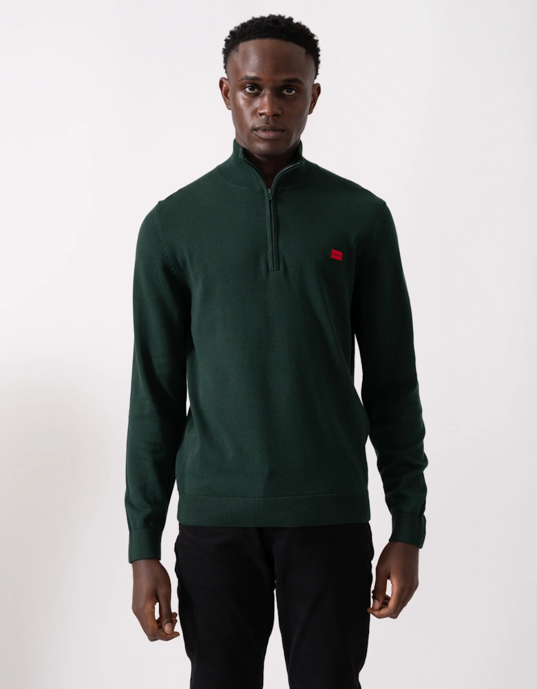 HUGO San Quintus-C Mens 1/4 Zip Pullover - Open Green 385