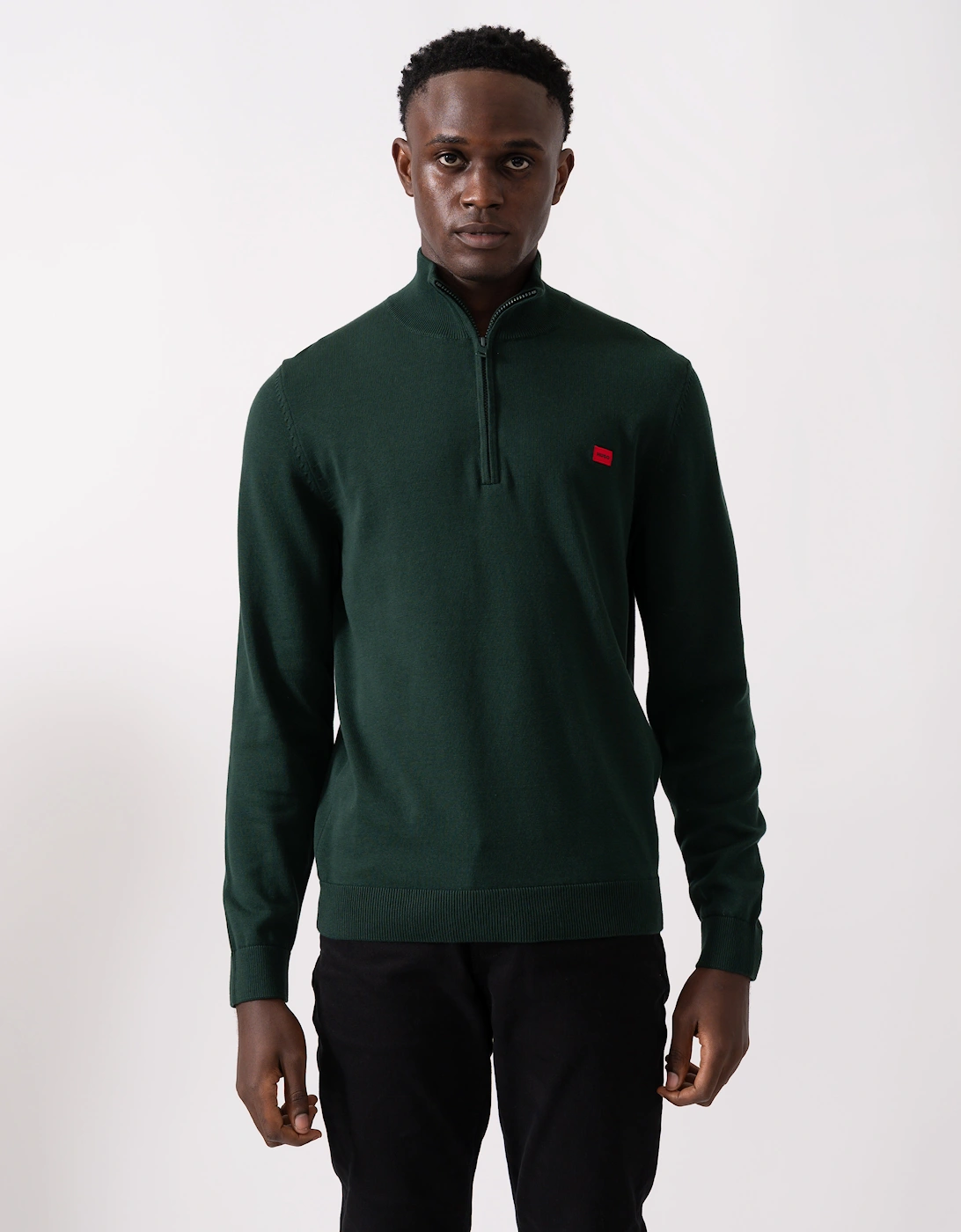 HUGO San Quintus-C Mens 1/4 Zip Pullover - Open Green 385, 5 of 4