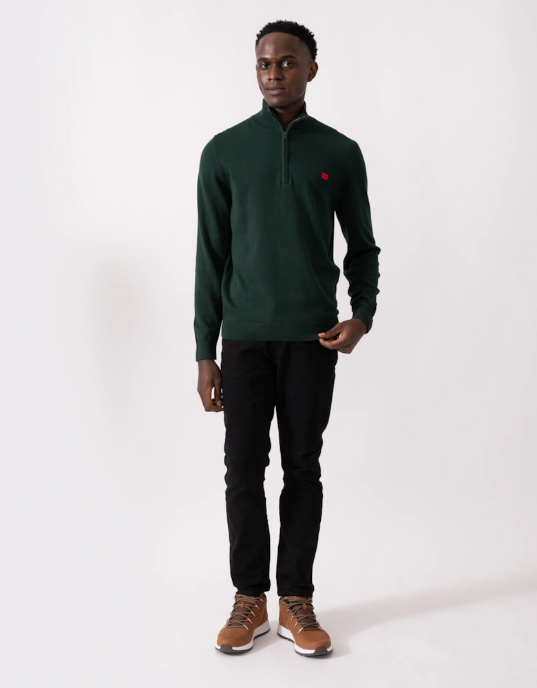 HUGO San Quintus-C Mens 1/4 Zip Pullover - Open Green 385