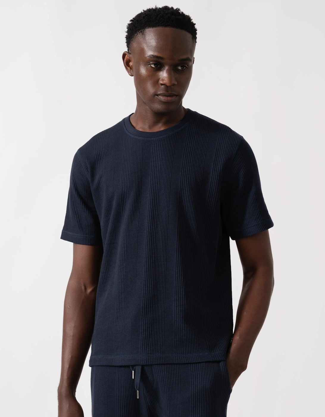 Hugo Boss Men's Navy Boss Orange Structure Loungewear T-Shirt - Dark Blue 403 - Size: 40