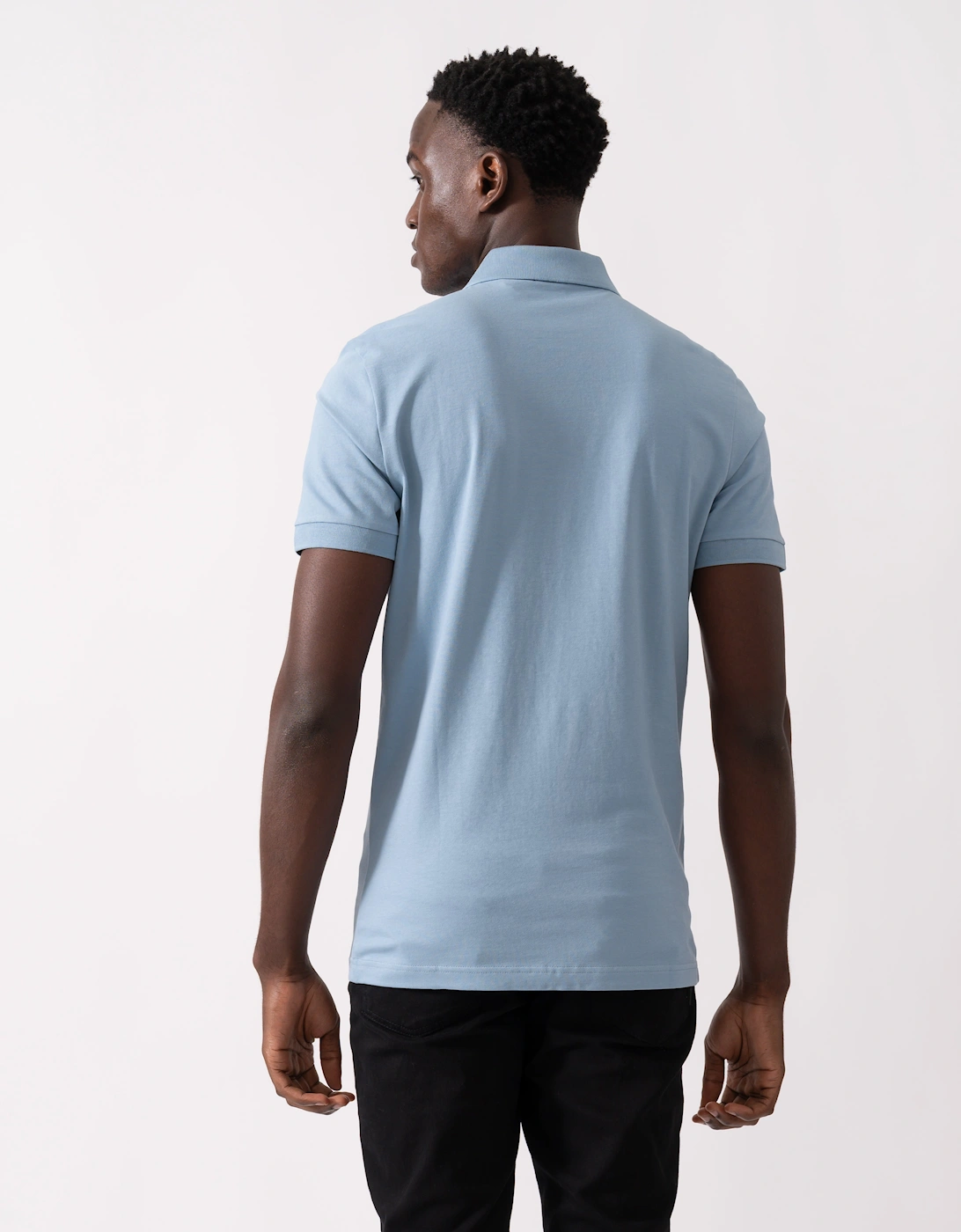 BOSS Orange Passenger Mens Stretch-Cotton Slim-Fit Polo Shirt with Logo Patch - Light/Pastel Blue 451