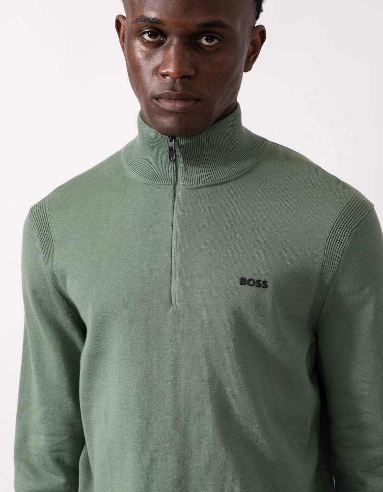 BOSS Green Ever-X Mens Quarter Zip Jumper - Open Green 358