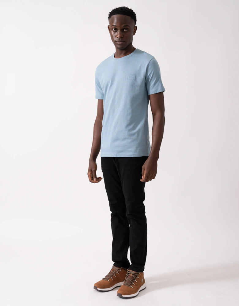 BOSS Orange Tales Mens Cotton-Jersey T-shirt With Logo Patch - Light/Pastel Blue 451