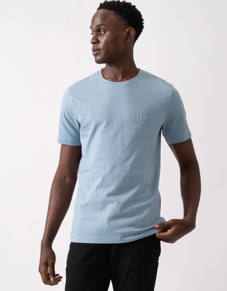 BOSS Orange Tales Mens Cotton-Jersey T-shirt With Logo Patch - Light/Pastel Blue 451