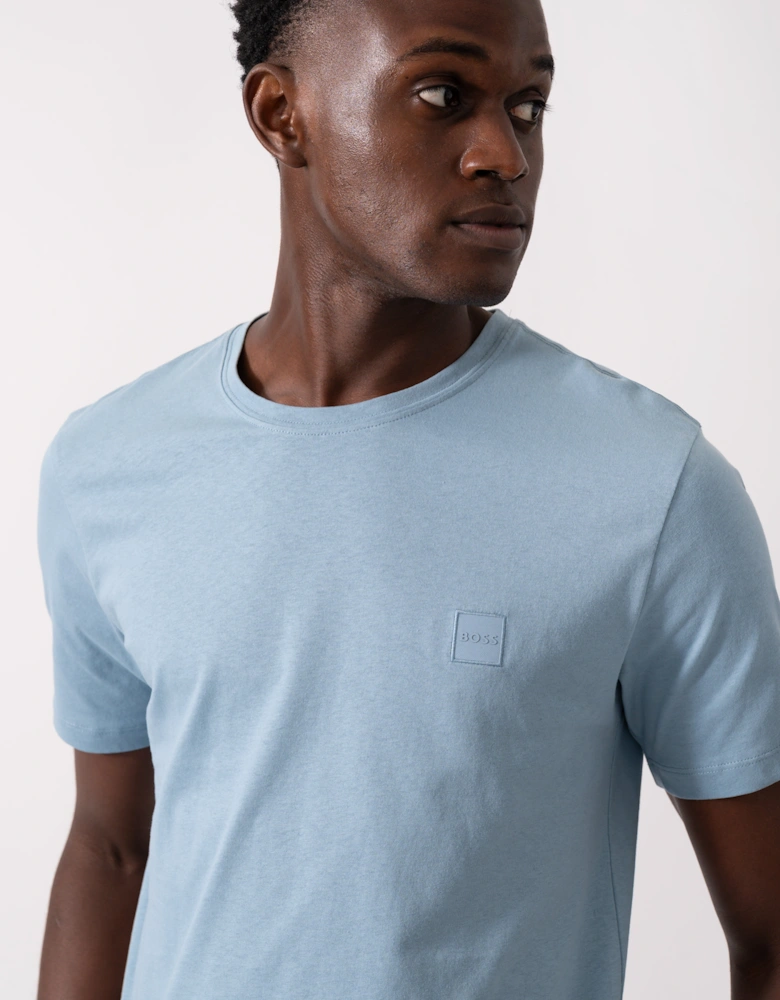BOSS Orange Tales Mens Cotton-Jersey T-shirt With Logo Patch - Light/Pastel Blue 451