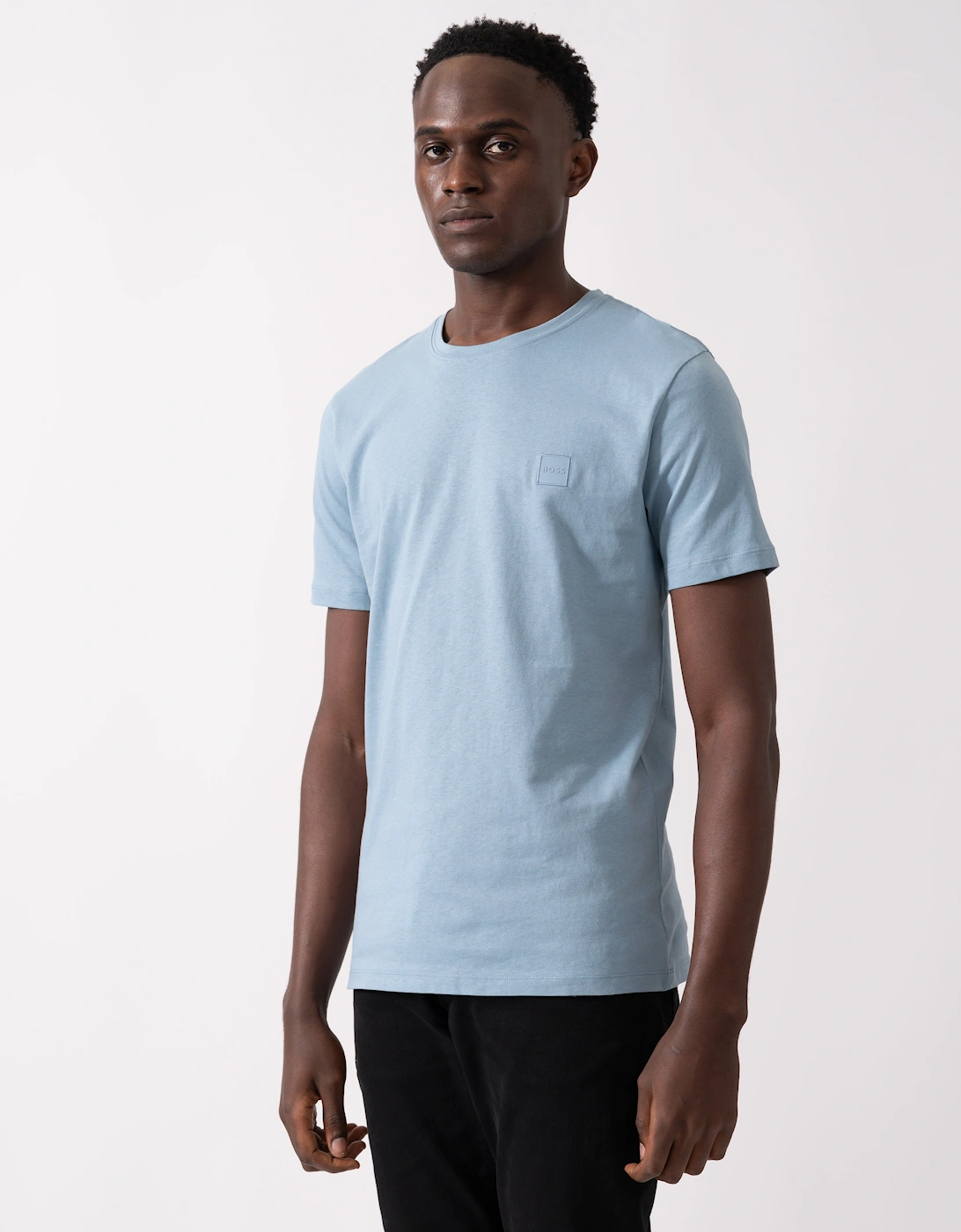 BOSS Orange Tales Mens Cotton-Jersey T-shirt With Logo Patch - Light/Pastel Blue 451, 5 of 4