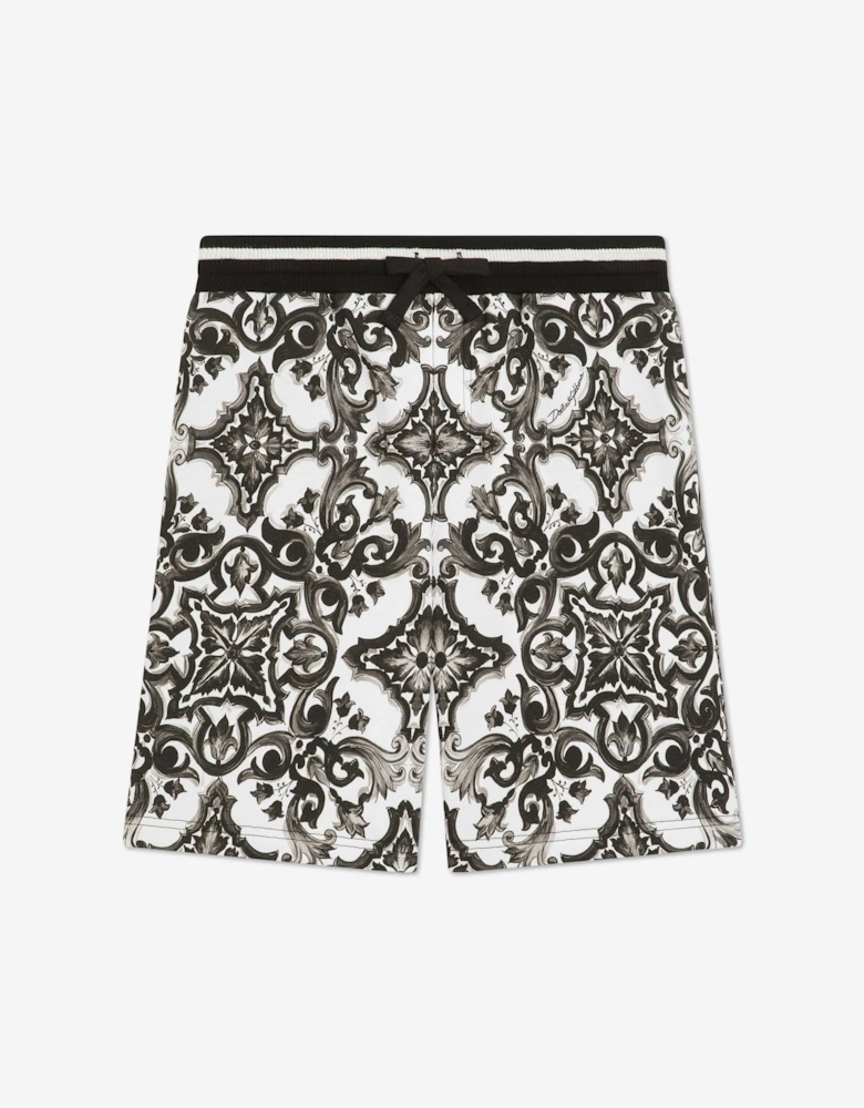 Boys Majolica Print Shorts in Black