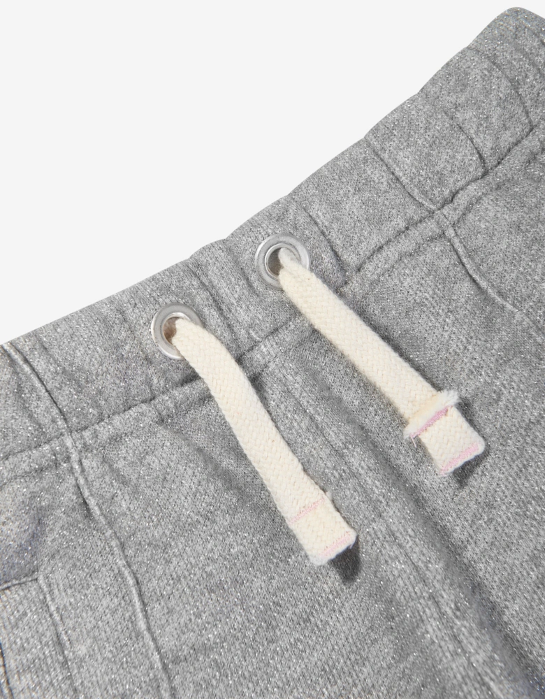 Girls Lurex Wide Leg Sweatpants in Grey