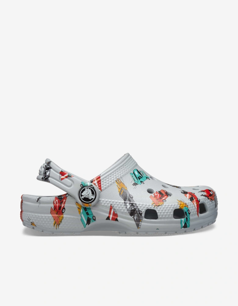Boys Classic Race Cars Graphic Clog in Grey