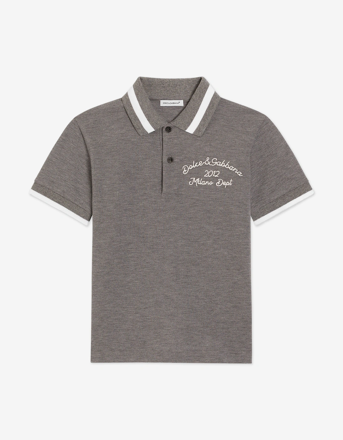 Boys Embroidered Logo Polo Shirt in Grey, 5 of 4