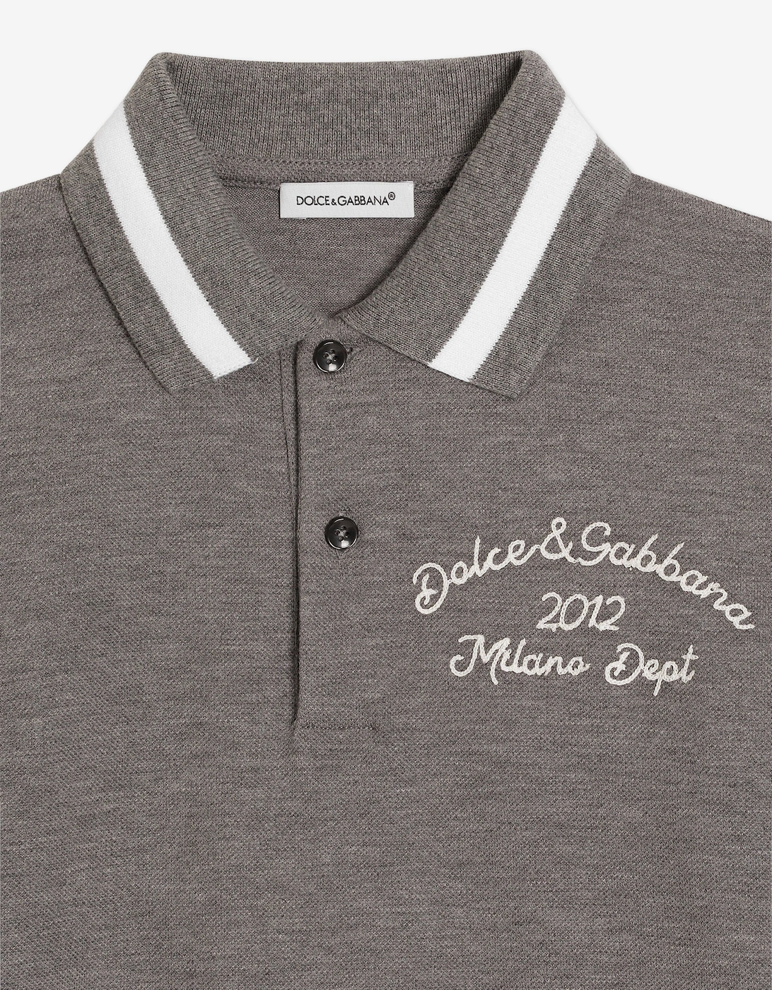 Boys Embroidered Logo Polo Shirt in Grey