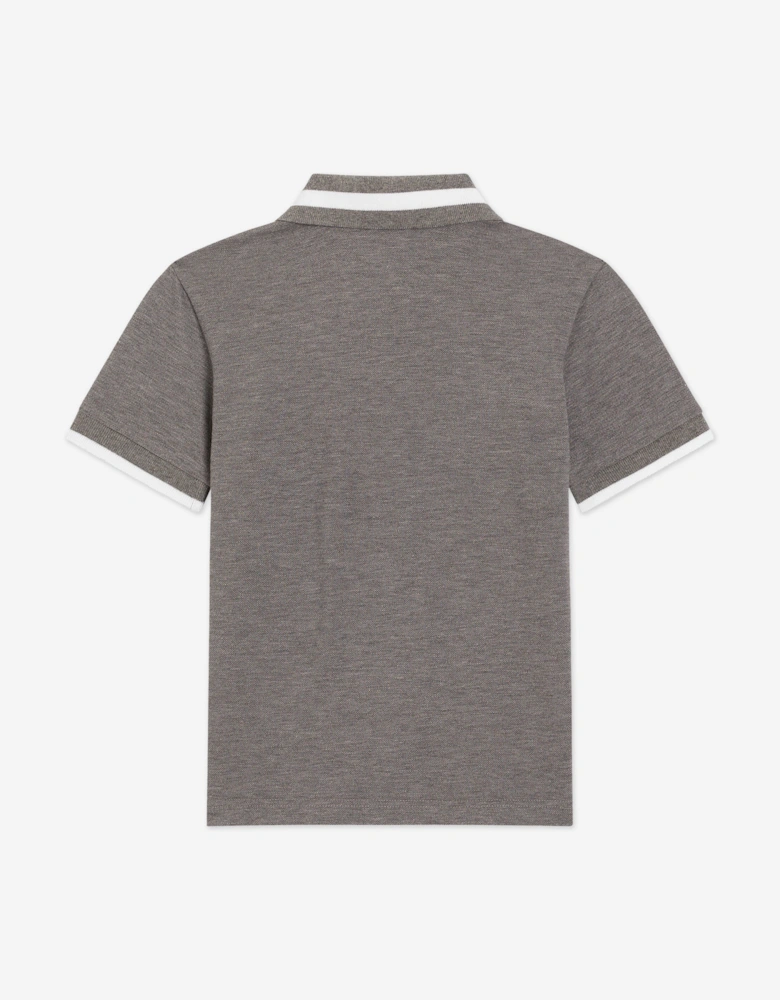 Boys Embroidered Logo Polo Shirt in Grey
