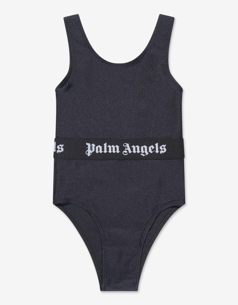 Girls Logo Band Swimsuit in Black