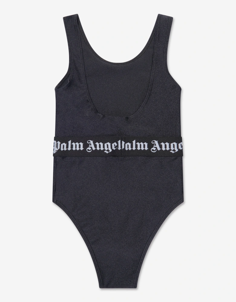 Girls Logo Band Swimsuit in Black