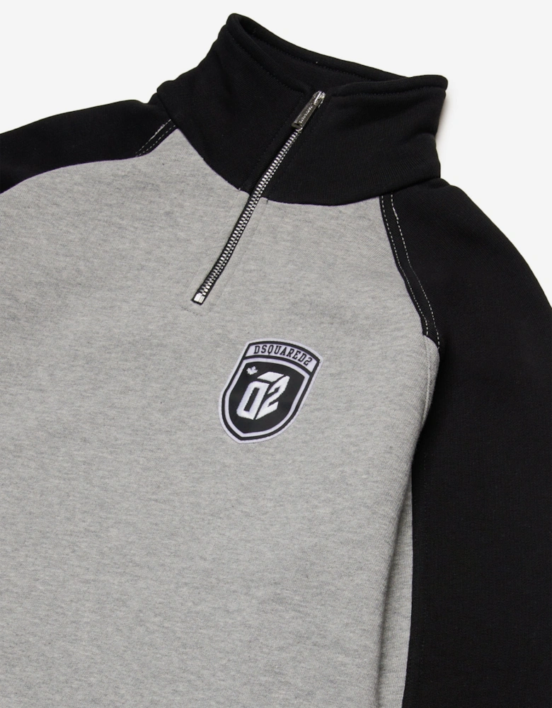 Kids Colourblock Half Zip Sweatshirt in Grey