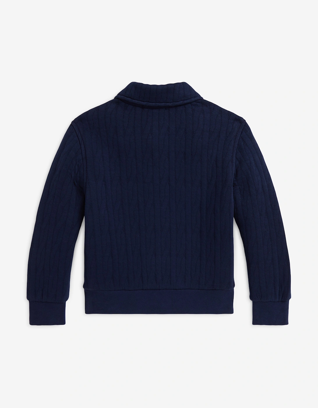 Boys Quilted Cable Knit Zip Up in Navy