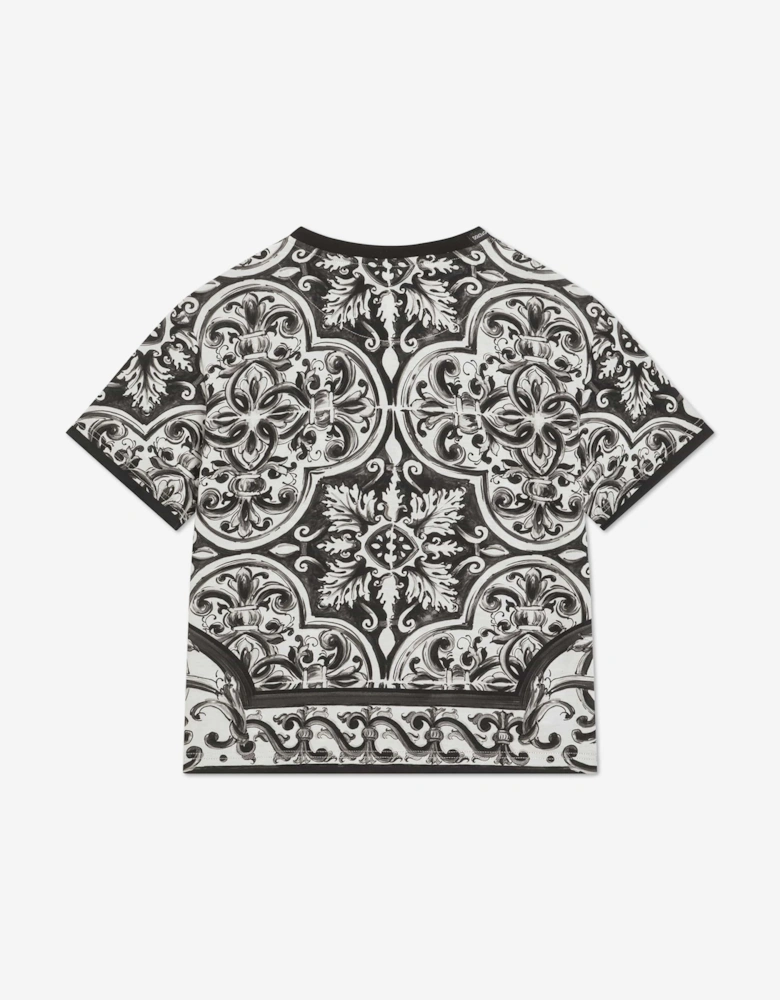 Boys Majolica Print T-Shirt in Black