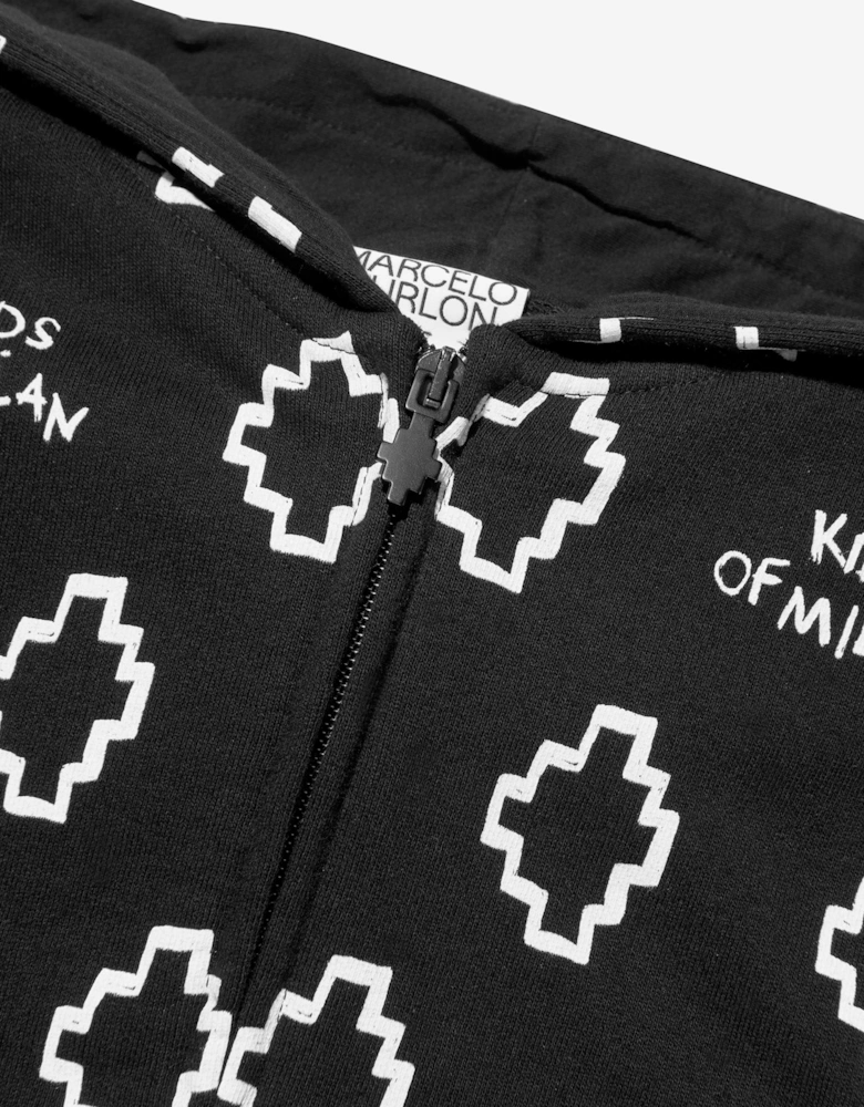Boys Cotton Logo Print Zip Up Top