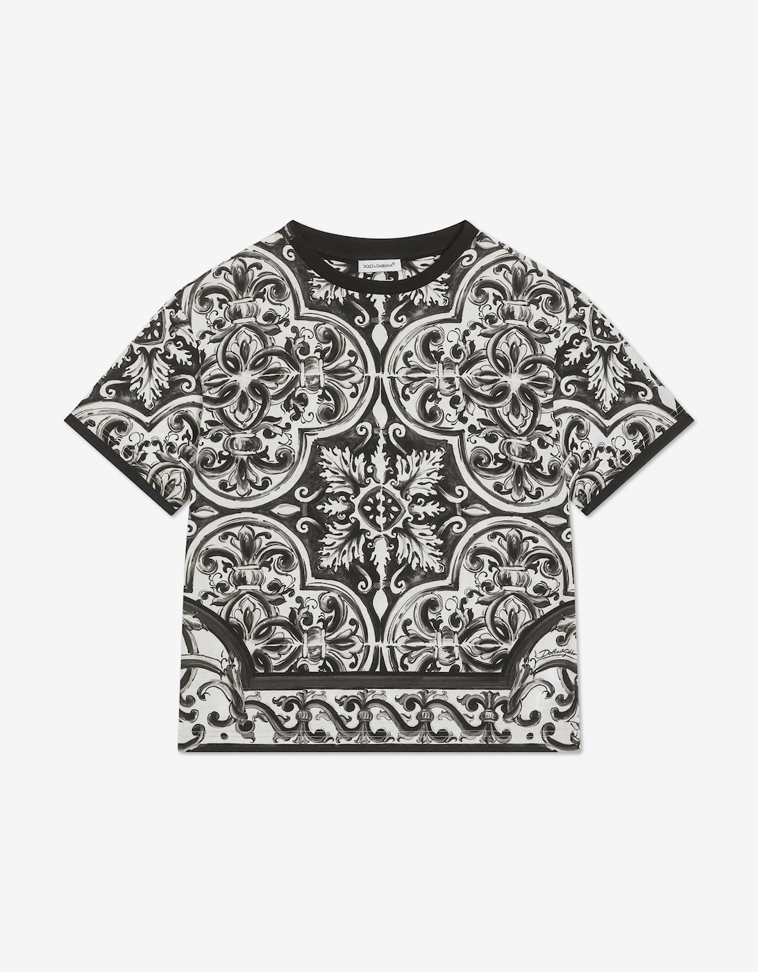 Boys Majolica Print T-Shirt in Black, 5 of 4